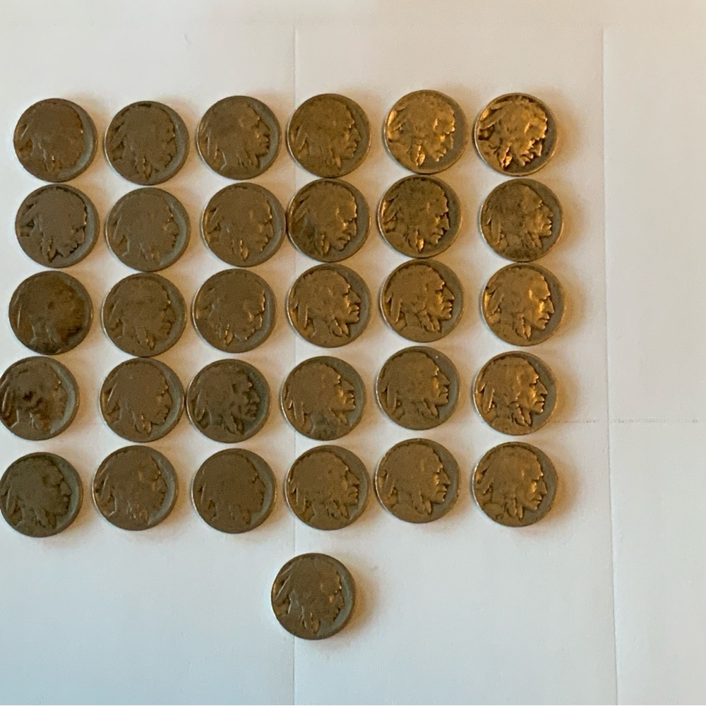 31 Vintage Buffalo Nickels Coins